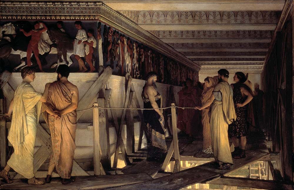 1868_Lawrence_Alma-Tadema_-_Phidias_Showing_the_Frieze_of_the_Parthenon_to_his_Friends_2